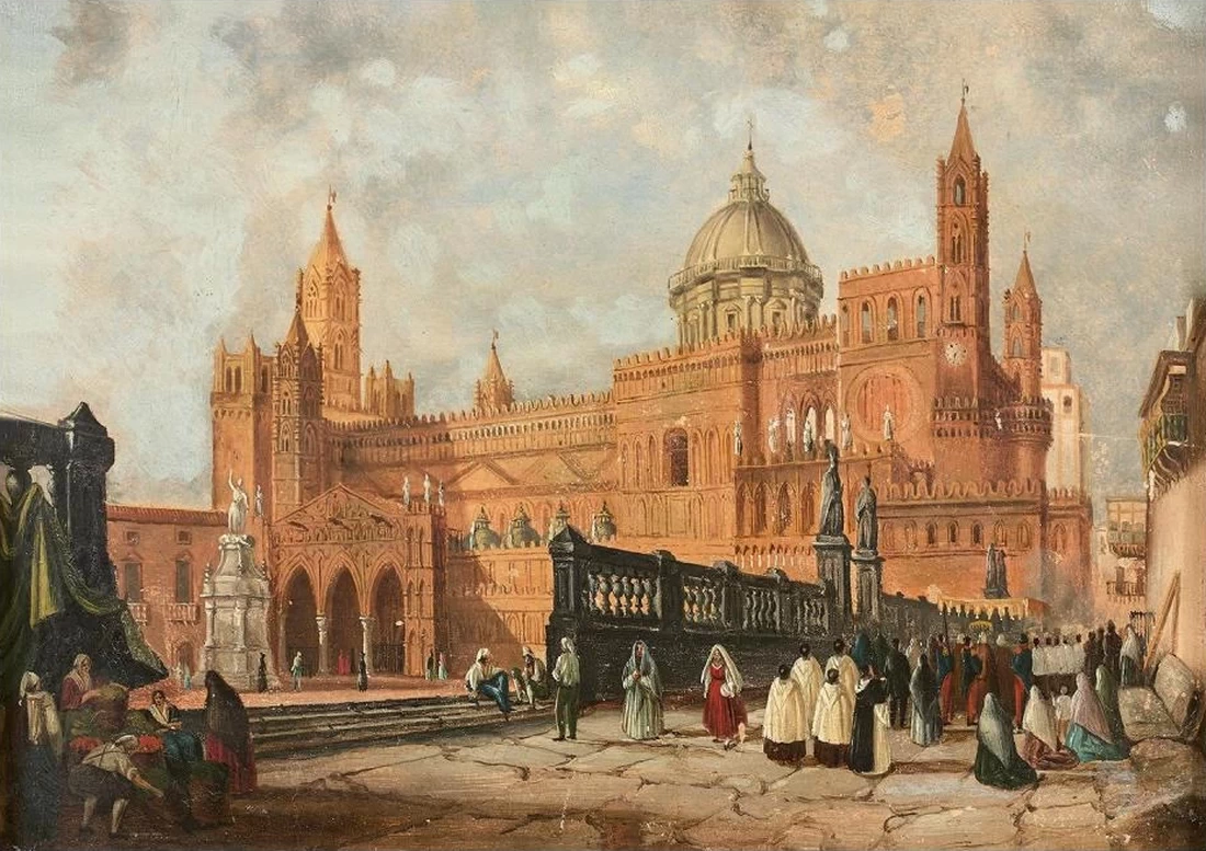 Vista della cattedrale di Palermo - attribuito